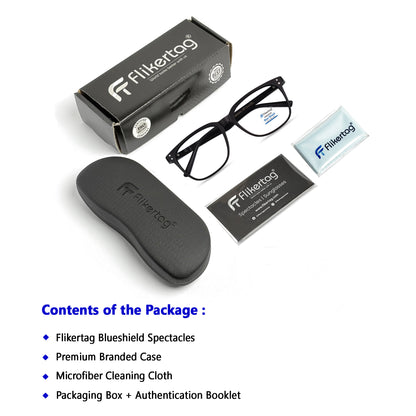 Blue Cut Computer Glasses for Eye Protection | Zero Power Blue Light Filter Glasses With UV Protection for Men & Women [FTF 233 F1 Retro Square Matte Black Frame, 53mm]