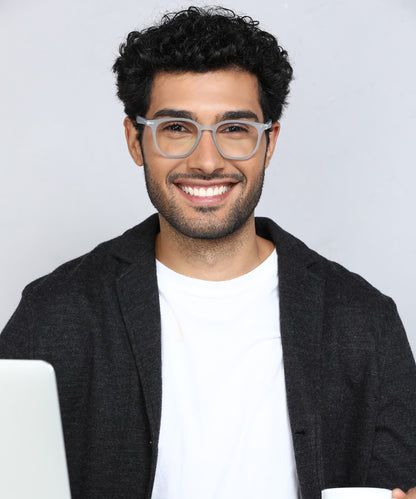 Blue Cut Computer Glasses for Eye Protection | Zero Power Blue Light Filter Glasses With UV Protection for Men & Women [FTF205 F3 Wayfarer Transparent Water Blue Frame, 52mm]