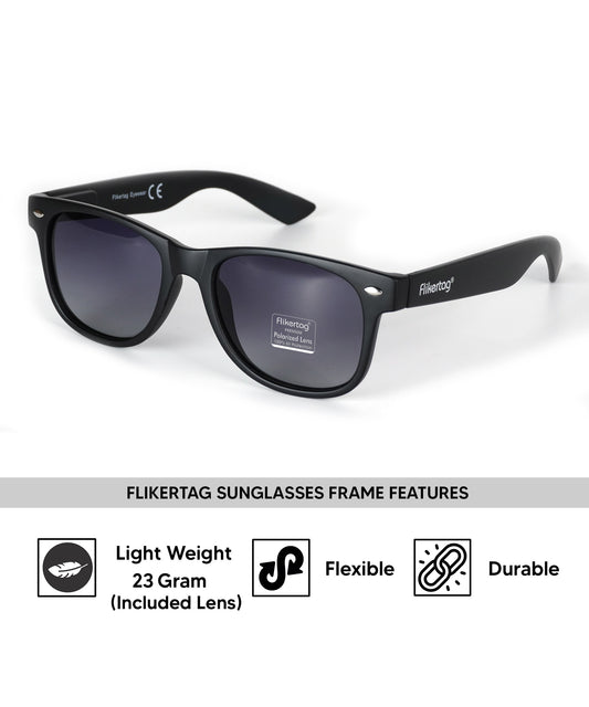 Polarized UV Protection Sunglasses For Men & Women [FTS 552 F1 Wayfarer Matte Black Frame with Grey Gradient Lens, 52mm]