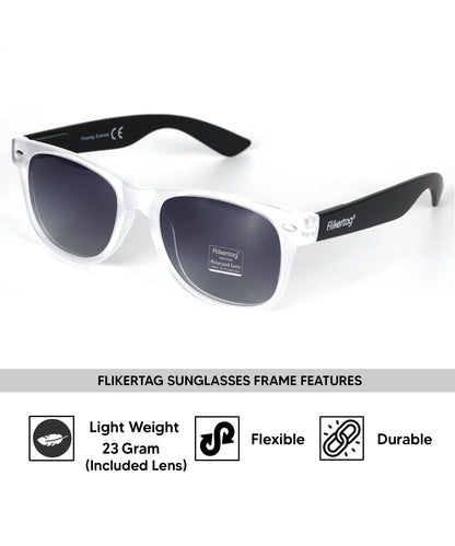 Polarized UV Protection Sunglasses For Men & Women [FTS 552 F3 Wayfarer Matte Transparent Frame with Grey Gradient Lens, 52mm]