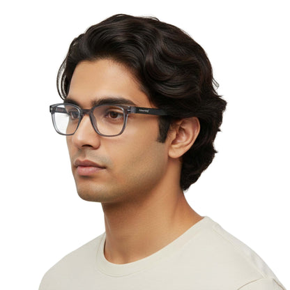 Blue Cut Computer Glasses for Eye Protection | Zero Power Blue Light Filter Glasses With UV Protection for Men & Women [FTF231 F4 Wayfarer Grey Frame, 50mm]