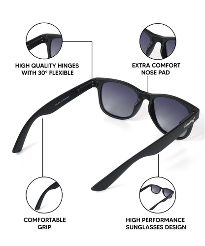 Polarized UV Protection Sunglasses For Men & Women [FTS 552 F1 Wayfarer Matte Black Frame with Grey Gradient Lens, 52mm]