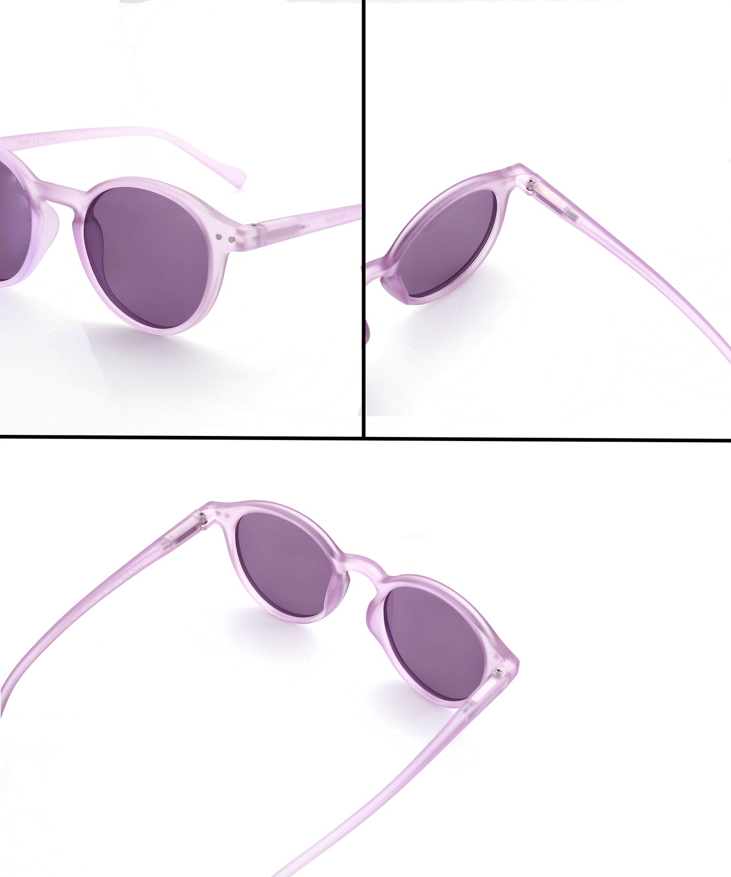 Polarized UV Protection Sunglasses For Men & Women [FTS 565 F5 Round Matte Light Purple Frame with Purple lens, 50mm]