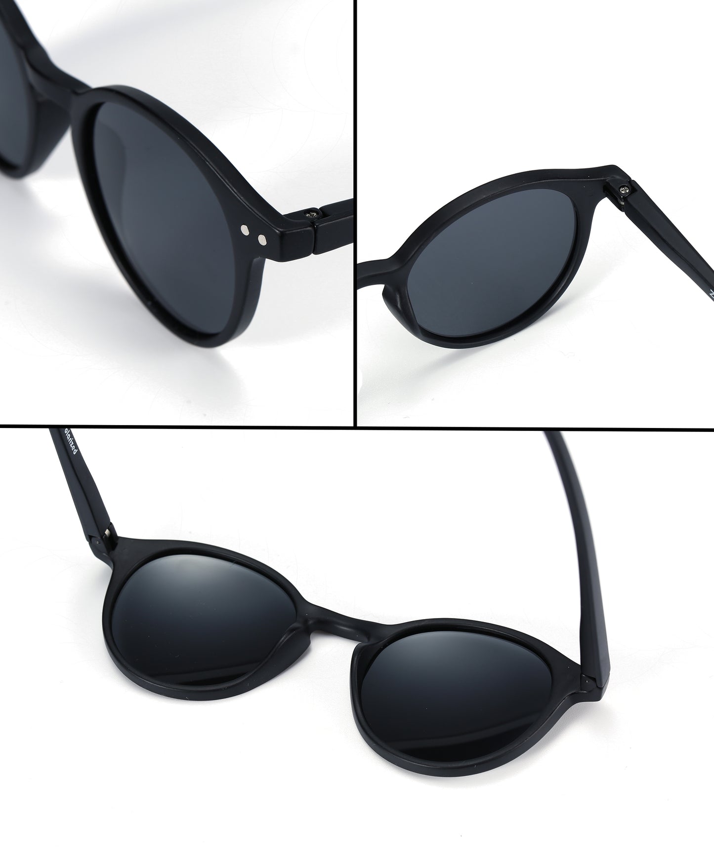 Polarized UV Protection Sunglasses For Men & Women [FTS 565 F1 Round Matte Black Frame with Grey Lens, 50mm]