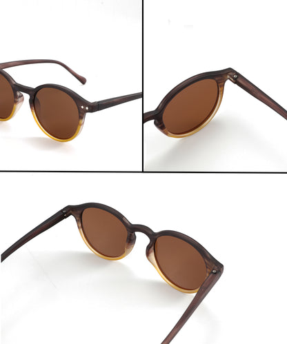 Polarized UV Protection Sunglasses For Men & Women [FTS 565 F4 Round Matte Multi Brown Frame with Brown lens, 50mm]