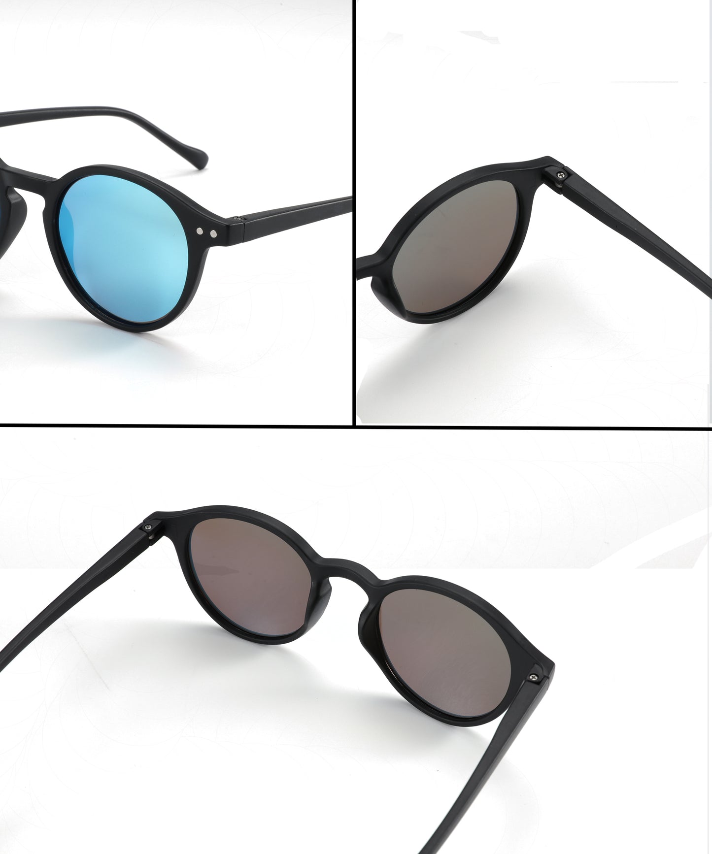Polarized UV Protection Sunglasses For Men & Women [FTS 565 F2 Round Frame with Mirrored Blue lens, 50mm]