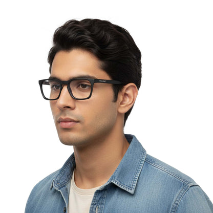 Blue Cut Computer Glasses for Eye Protection | Zero Power Blue Light Filter Glasses With UV Protection for Men & Women [FTF232 F1 Retro Square Matte Black Frame, 54mm]