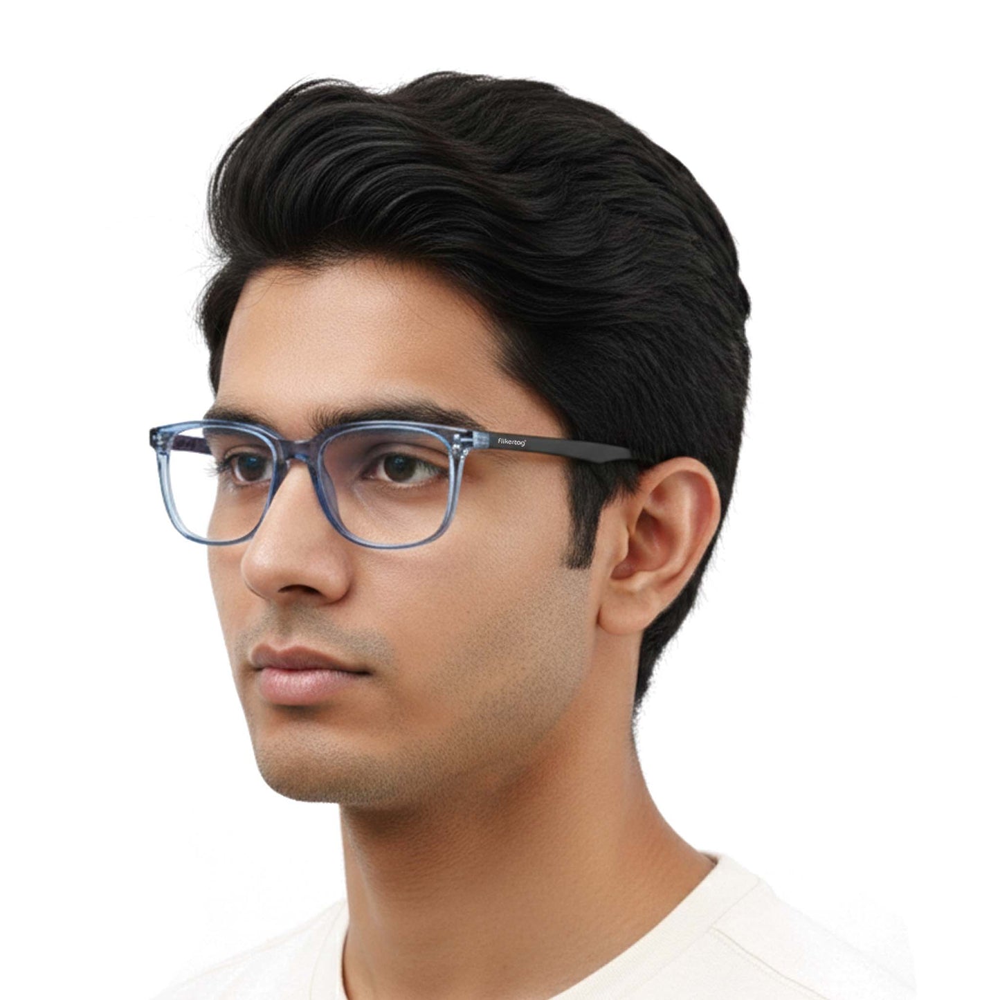 Blue Cut Computer Glasses for Eye Protection | Zero Power Blue Light Filter Glasses With UV Protection for Men & Women [FTF 233 F2 Retro Square Blue Frame, 53mm]