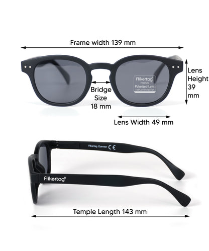 Polarized UV Protection Sunglasses For Men & Women [FTS 551 F1 Retro Round Matte Black Frame with Grey Lens, 49mm]