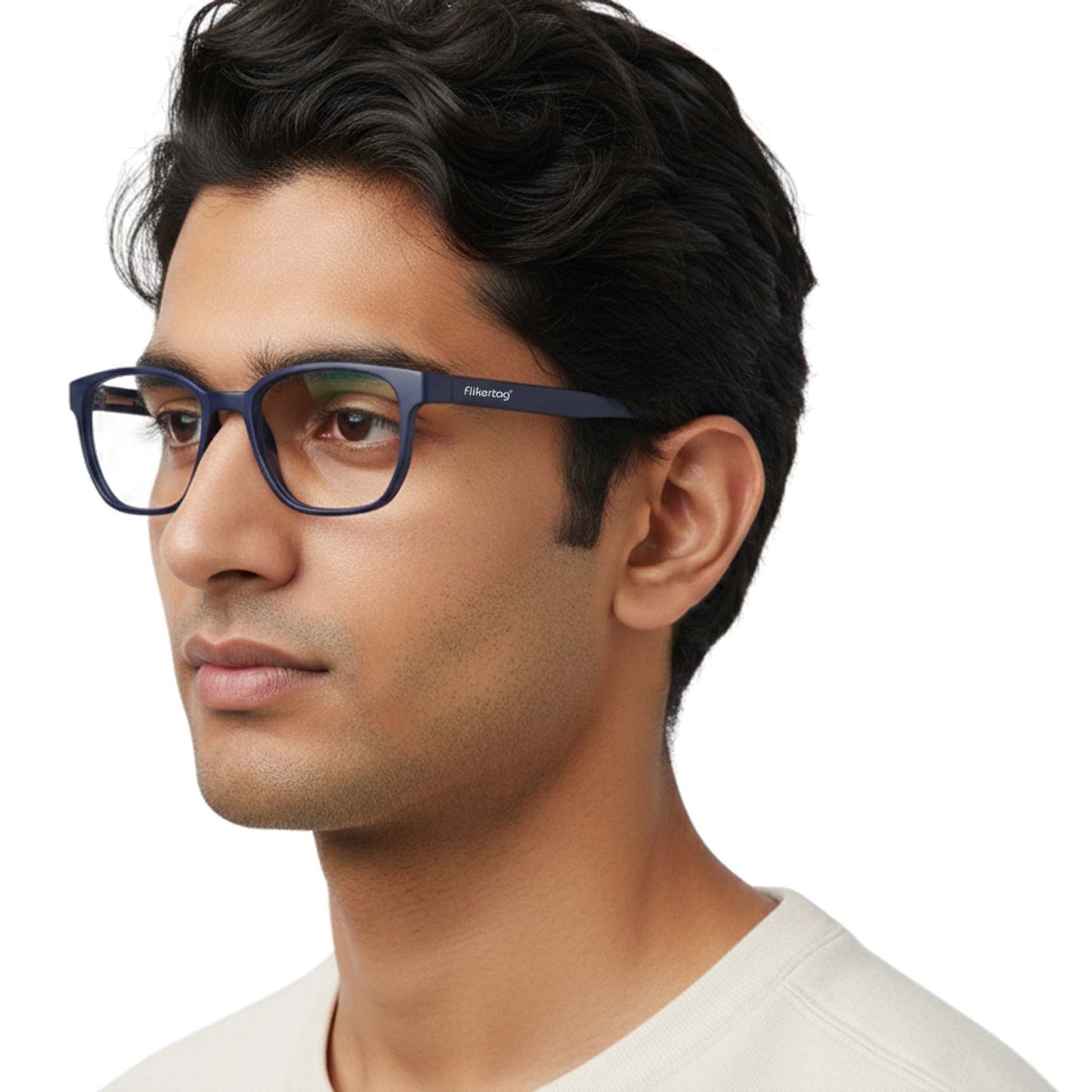 Blue Cut Computer Glasses for Eye Protection | Zero Power Blue Light Filter Glasses With UV Protection for Men & Women [FTF231 F3 Wayfarer Navy Blue Frame, 50mm]