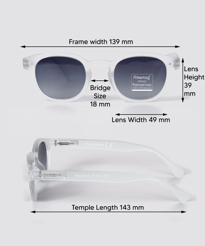 Polarized UV Protection Sunglasses For Men & Women [FTS 551 F3 Retro Round Matte Transparent Frame with Grey Gradient Lens, 49mm]