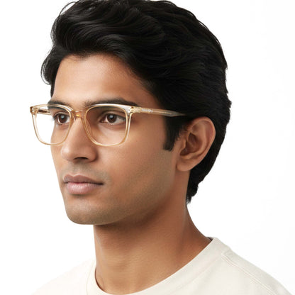 Blue Cut Computer Glasses for Eye Protection | Zero Power Blue Light Filter Glasses With UV Protection for Men & Women [FTF 233 F4 Retro Square Light Brown Frame, 53mm]