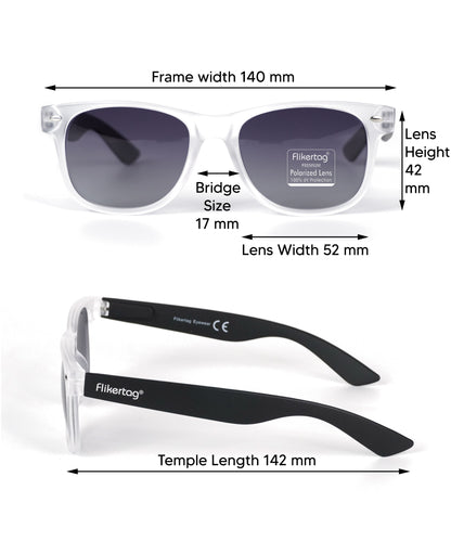 Polarized UV Protection Sunglasses For Men & Women [FTS 552 F3 Wayfarer Matte Transparent Frame with Grey Gradient Lens, 52mm]