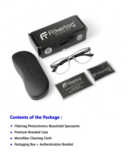 Photochromic Computer Glasses for Eye Protection | Zero Power Blue Cut, Photochromic Glasses With UV Protection for Men & Women [PHFTF115 F3 Wayfarer Shine Grey Frame, 50mm]