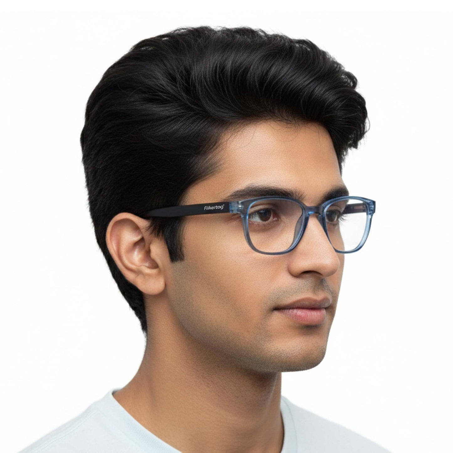 Blue Cut Computer Glasses for Eye Protection | Zero Power Blue Light Filter Glasses With UV Protection for Men & Women [FTF231 F2 Wayfarer Blue Frame, 50mm]