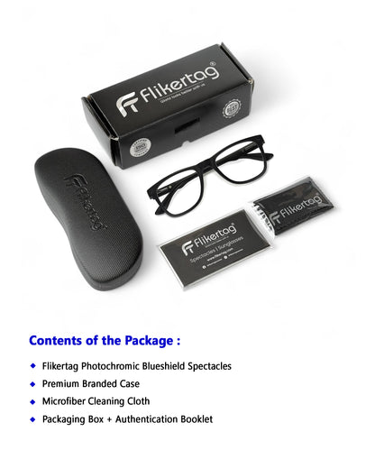 Photochromic Computer Glasses for Eye Protection | Zero Power Blue Cut, Photochromic Glasses With UV Protection for Men & Women [PHFTF115 F1 Wayfarer Matte Black Frame, 50mm]