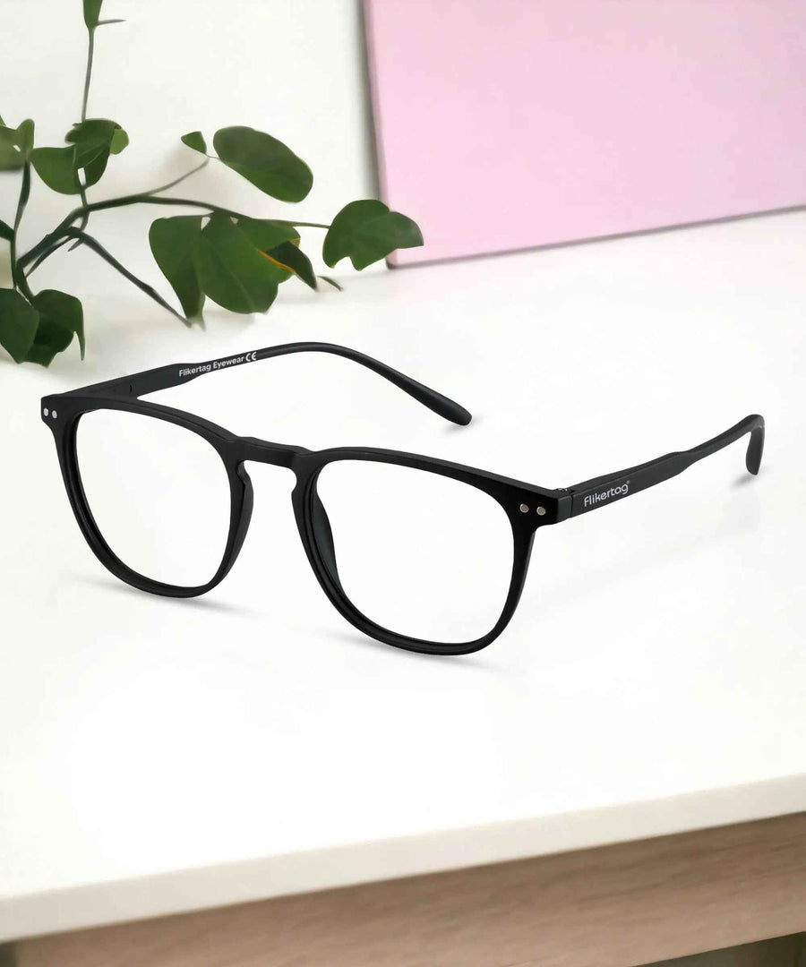 Blue Cut Computer Glasses for Eye Protection | Zero Power Blue Light Filter Glasses With UV Protection for Men & Women [FTF566 F1 Wayfarer Matte Black Frame, 51mm]