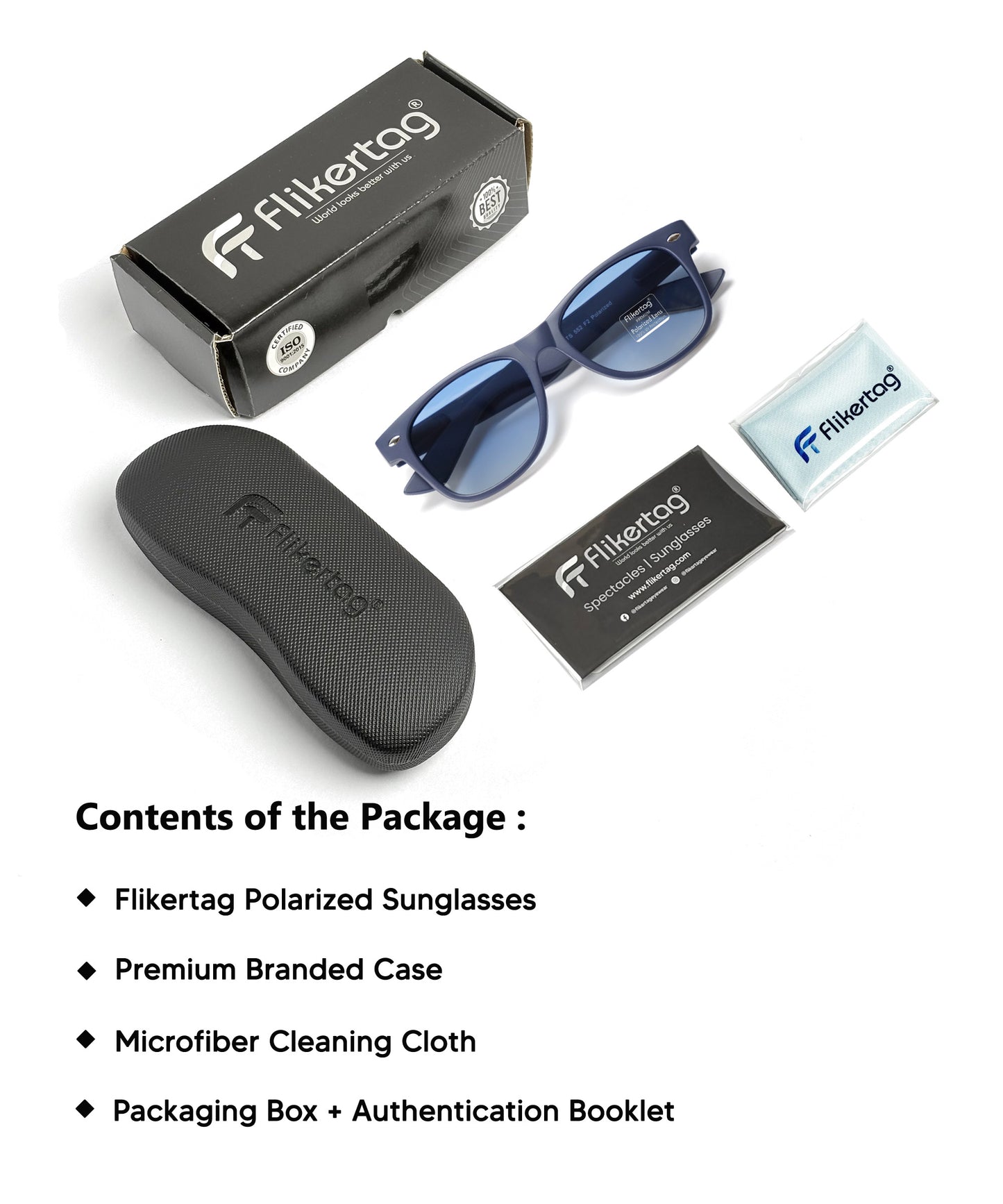 Polarized UV Protection Sunglasses For Men & Women [FTS 552 F2 Wayfarer Matte Navy Blue Frame with Blue Gradient Lens, 52mm]