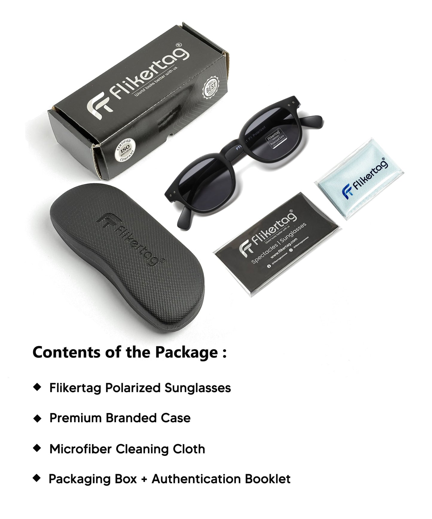 Polarized UV Protection Sunglasses For Men & Women [FTS 551 F1 Retro Round Matte Black Frame with Grey Lens, 49mm]