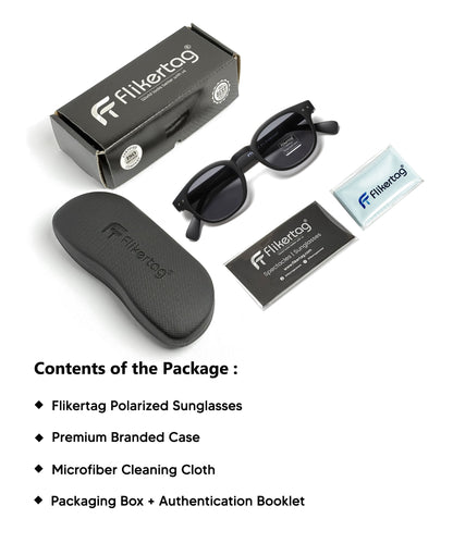 Polarized UV Protection Sunglasses For Men & Women [FTS 551 F1 Retro Round Matte Black Frame with Grey Lens, 49mm]