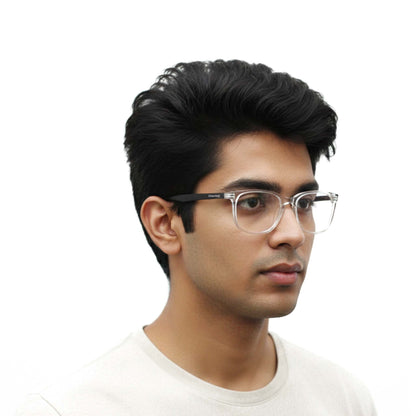 Blue Cut Computer Glasses for Eye Protection | Zero Power Blue Light Filter Glasses With UV Protection for Men & Women [FTF 233 F3 Retro Square Transparent Frame, 53mm]