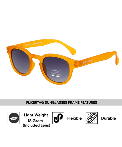 Polarized UV Protection Sunglasses For Men & Women [FTS 551 F4 Retro Round Trans Orange Frame with Grey Gradient Lens, 49mm]