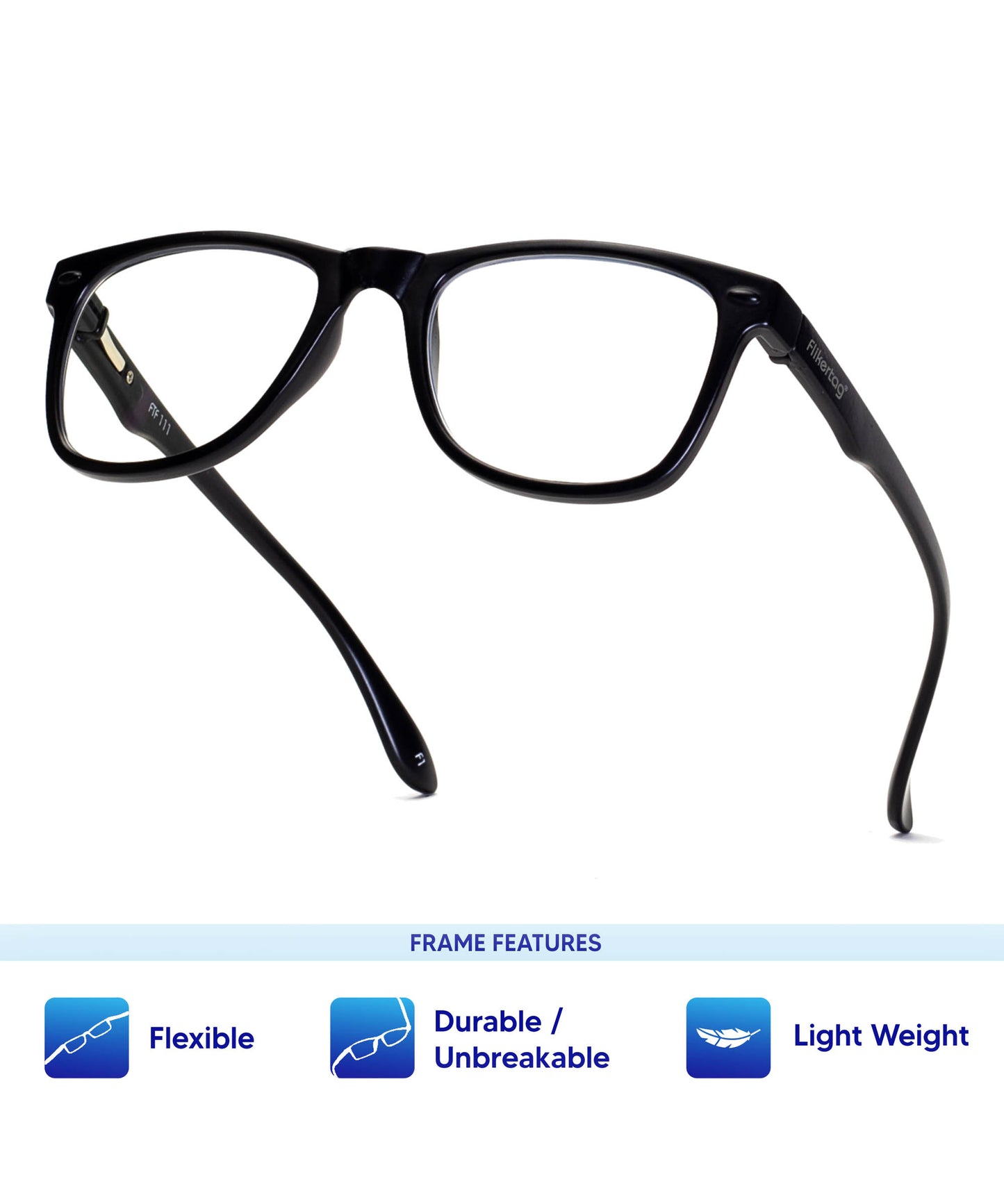 Flikertag Eye Glasses Frame For Men & Women [FTF115 F1 Wayfarer Matte Black Frame, 50mm]