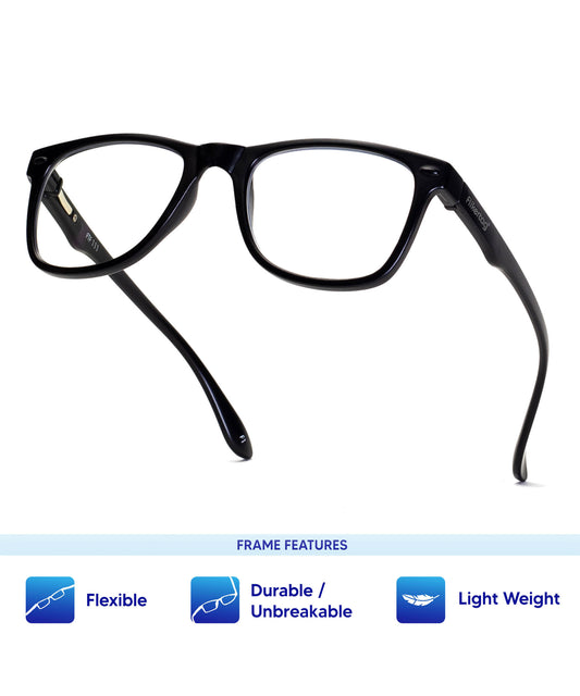 Flikertag Eye Glasses Frame For Men & Women [FTF115 F1 Wayfarer Matte Black Frame, 50mm]