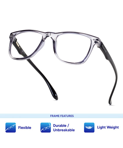 Flikertag Eye Glasses Frame For Men & Women [FTF115 F3 Wayfarer Shine Grey Frame, 50mm]
