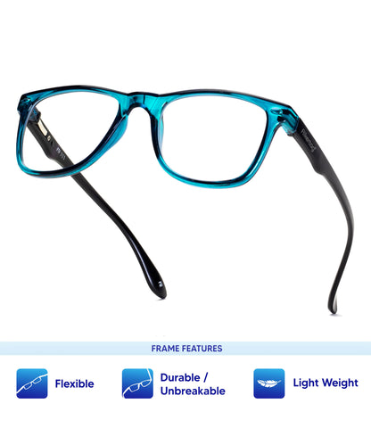 Flikertag Eye Glasses Frame For Men & Women [FTF115 F2 Wayfarer Shine Blue Frame, 50mm]