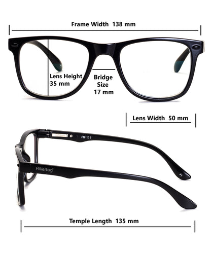Flikertag Eye Glasses Frame For Men & Women [FTF115 F1 Wayfarer Matte Black Frame, 50mm]