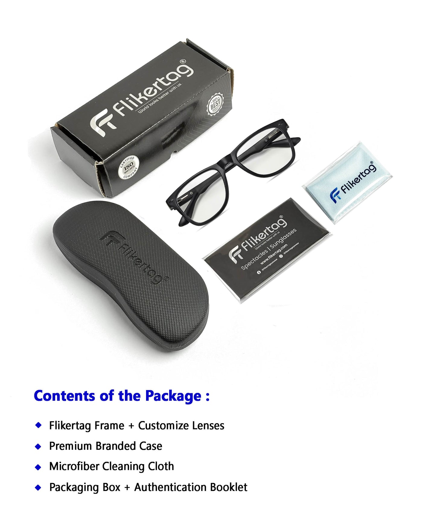 Flikertag Eye Glasses Frame For Men & Women [FTF115 F1 Wayfarer Matte Black Frame, 50mm]