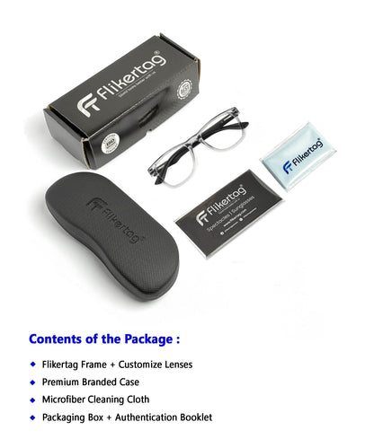 Flikertag Eye Glasses Frame For Men & Women [FTF115 F3 Wayfarer Shine Grey Frame, 50mm]