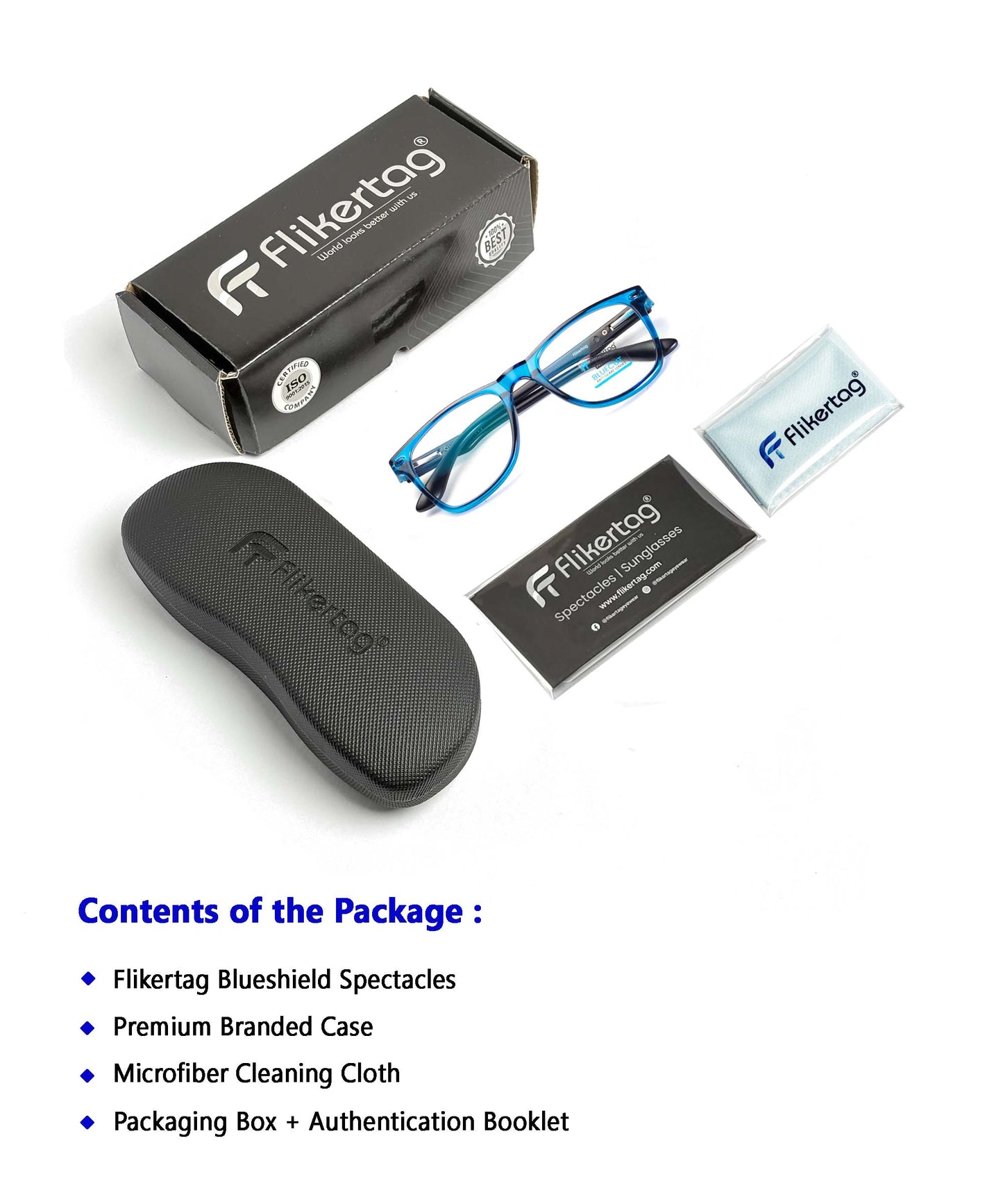 Blue Cut Computer Glasses for Eye Protection | Zero Power Blue Light Filter Glasses With UV Protection for Men & Women [FTF115 F2 Wayfarer Shine Blue Frame, 50mm]