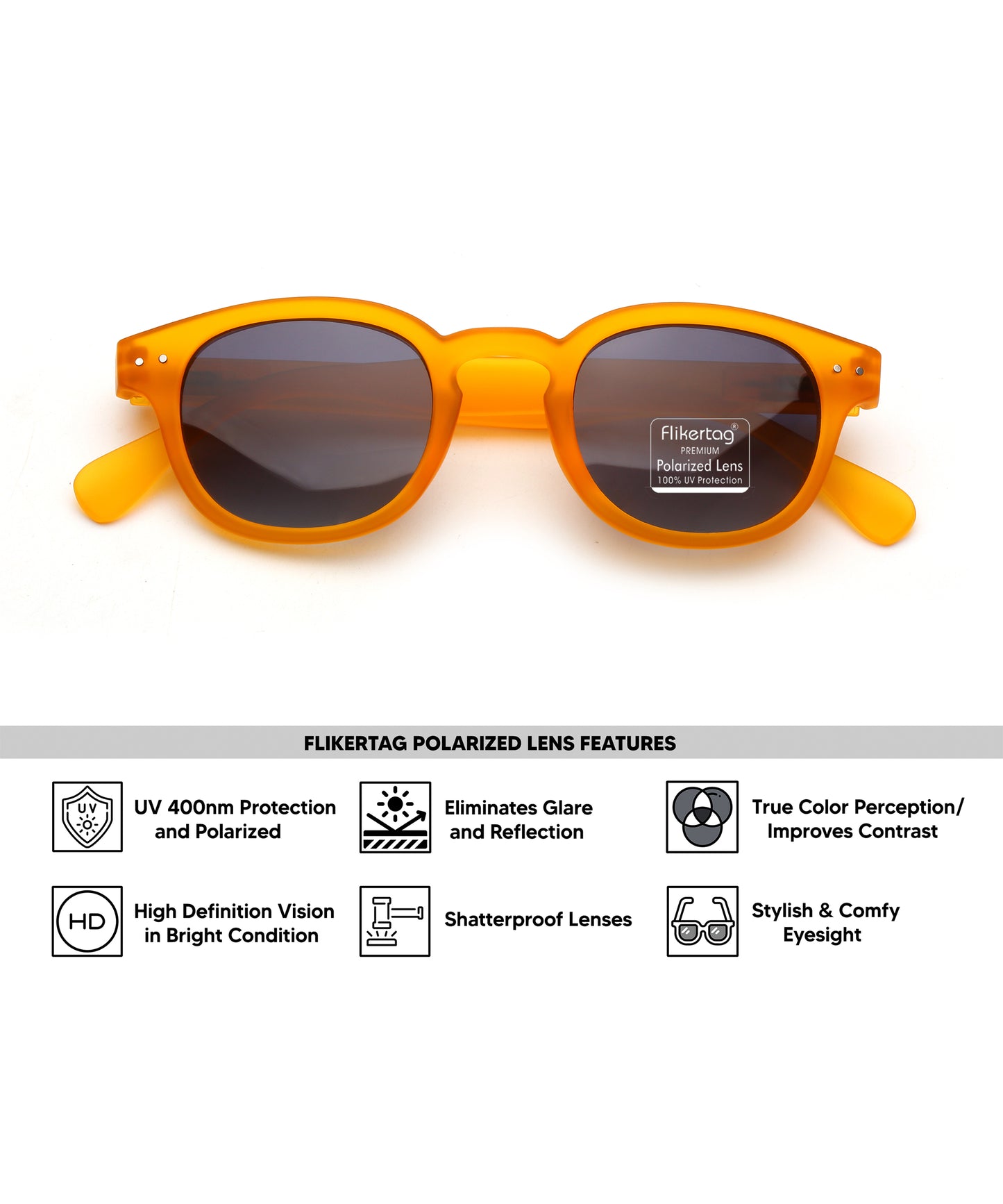 Polarized UV Protection Sunglasses For Men & Women [FTS 551 F4 Retro Round Trans Orange Frame with Grey Gradient Lens, 49mm]