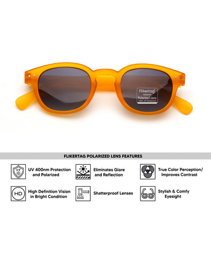 Polarized UV Protection Sunglasses For Men & Women [FTS 551 F4 Retro Round Trans Orange Frame with Grey Gradient Lens, 49mm]