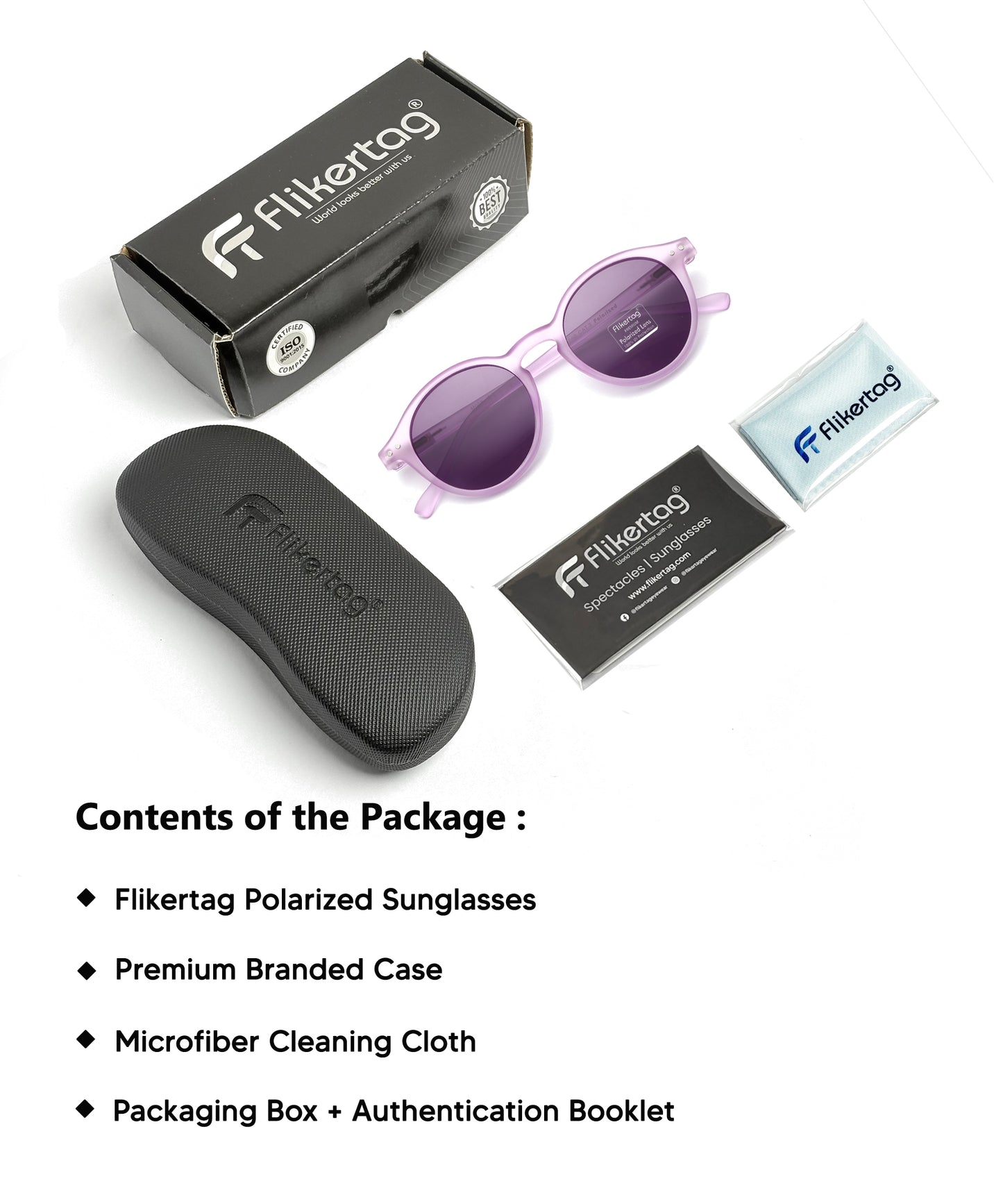 Polarized UV Protection Sunglasses For Men & Women [FTS 565 F5 Round Matte Light Purple Frame with Purple lens, 50mm]