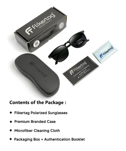 Polarized UV Protection Sunglasses For Men & Women [FTS 561 F1 Square Matte Black Frame with Grey Lens, 54mm]