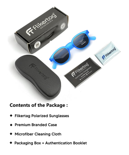 Polarized UV Protection Sunglasses For Men & Women [FTS 551 F2 Retro Round Matte Blue Frame with Grey Lens, 49mm]