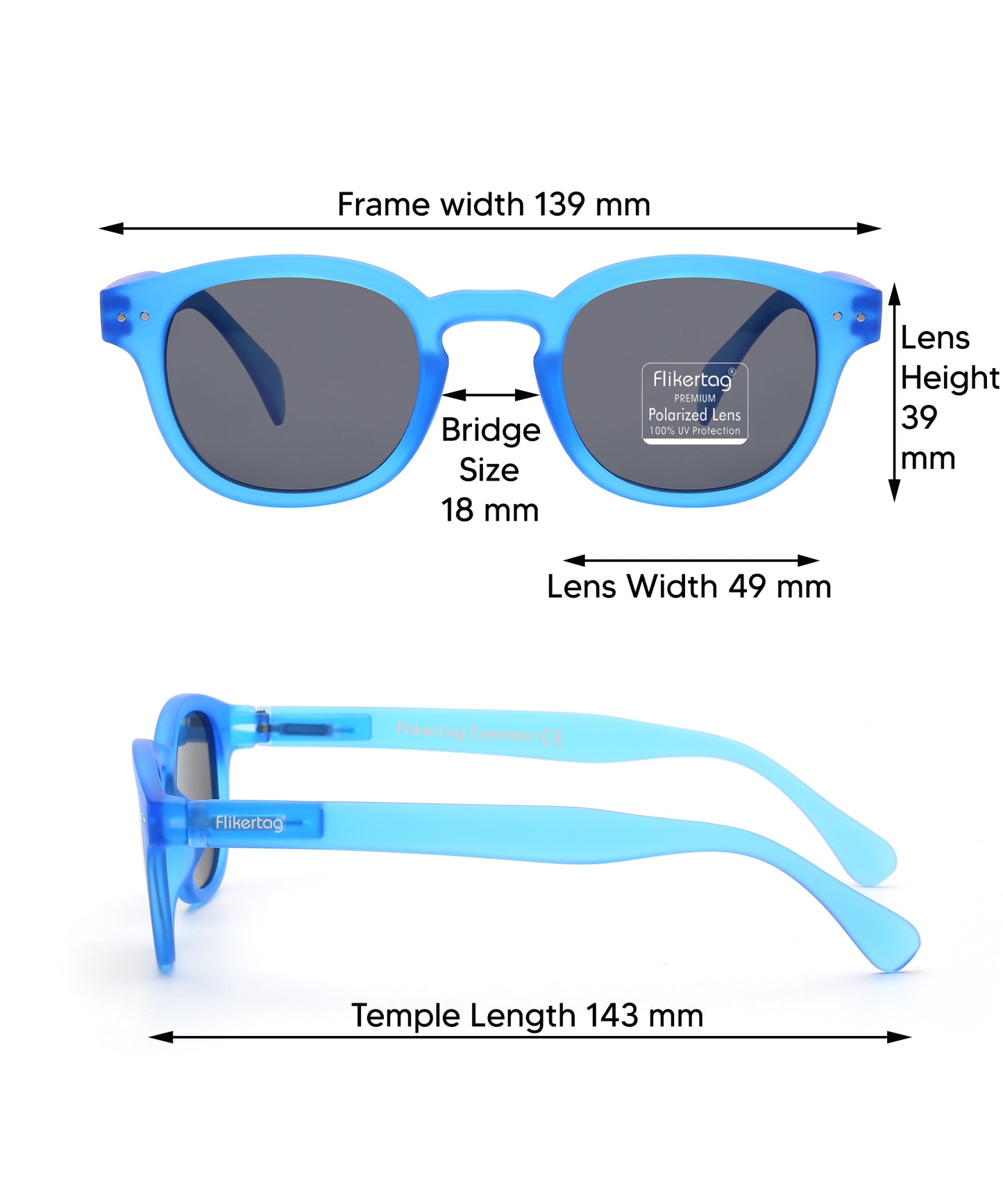 Polarized UV Protection Sunglasses For Men & Women [FTS 551 F2 Retro Round Matte Blue Frame with Grey Lens, 49mm]