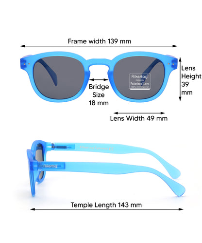 Polarized UV Protection Sunglasses For Men & Women [FTS 551 F2 Retro Round Matte Blue Frame with Grey Lens, 49mm]